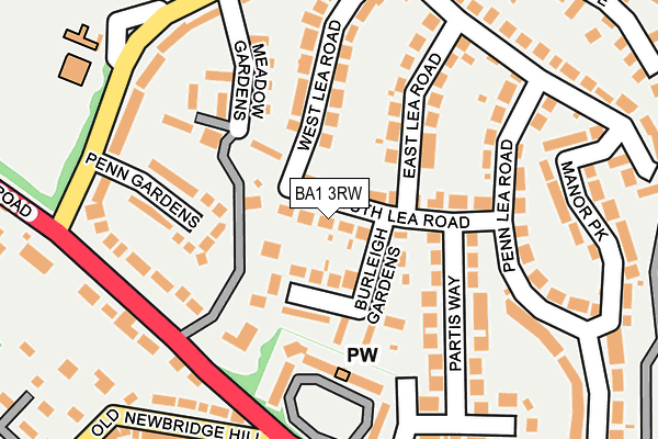 BA1 3RW map - OS OpenMap – Local (Ordnance Survey)