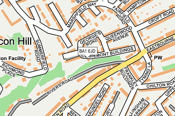 BA1 6JD map - OS OpenMap – Local (Ordnance Survey)