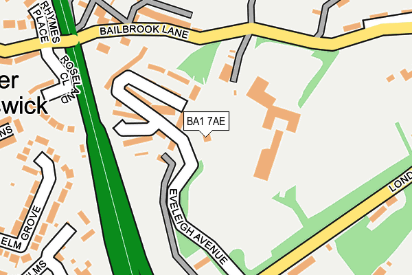 BA1 7AE map - OS OpenMap – Local (Ordnance Survey)
