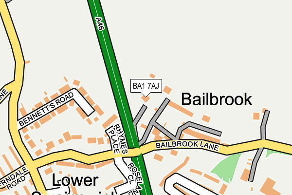 BA1 7AJ map - OS OpenMap – Local (Ordnance Survey)