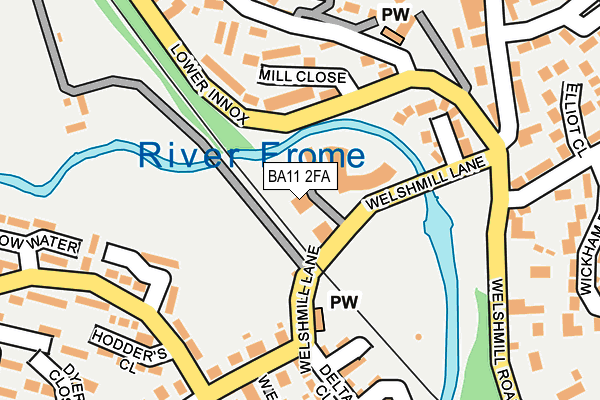 BA11 2FA map - OS OpenMap – Local (Ordnance Survey)