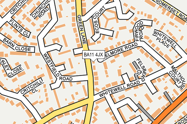 BA11 4JX map - OS OpenMap – Local (Ordnance Survey)