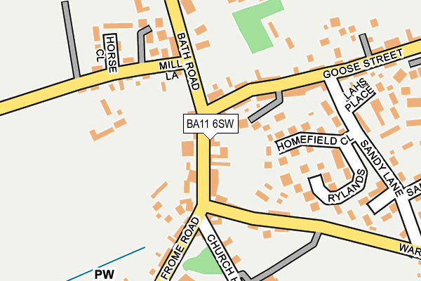 BA11 6SW map - OS OpenMap – Local (Ordnance Survey)