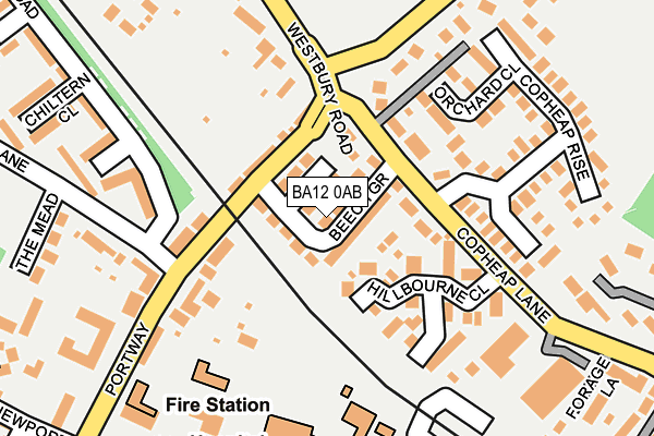 BA12 0AB map - OS OpenMap – Local (Ordnance Survey)