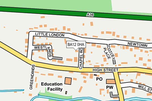 BA12 0HA map - OS OpenMap – Local (Ordnance Survey)