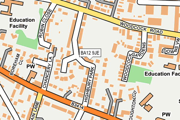 BA12 9JE map - OS OpenMap – Local (Ordnance Survey)
