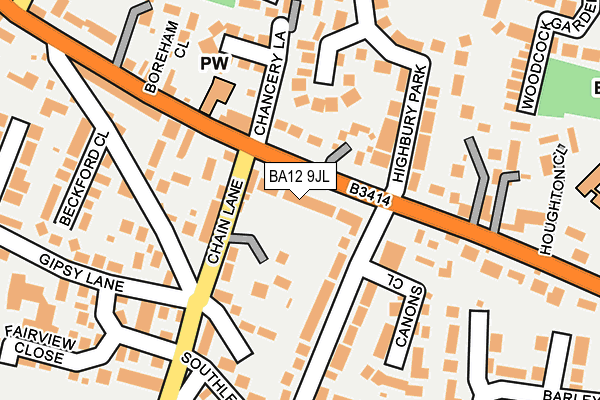 BA12 9JL map - OS OpenMap – Local (Ordnance Survey)