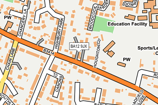 BA12 9JX map - OS OpenMap – Local (Ordnance Survey)