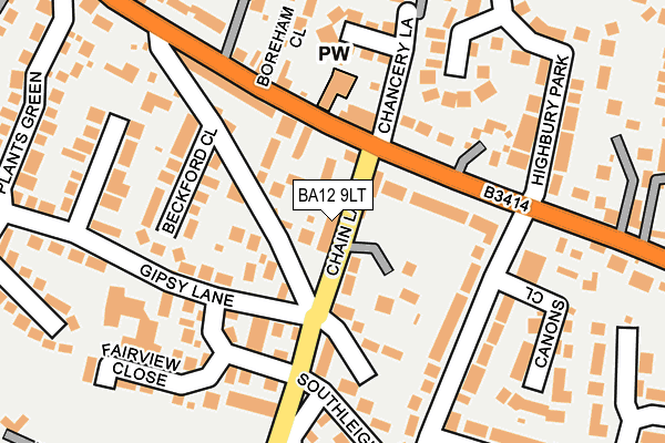 BA12 9LT map - OS OpenMap – Local (Ordnance Survey)