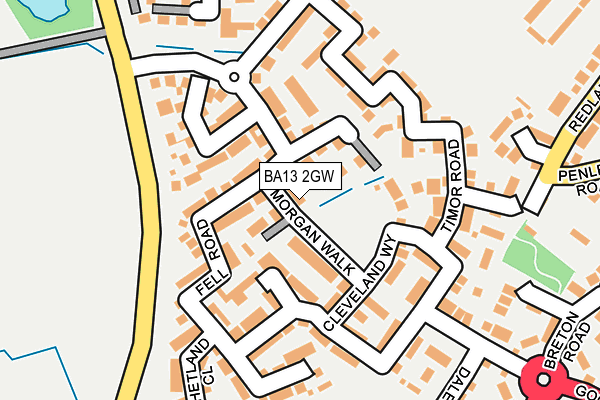BA13 2GW map - OS OpenMap – Local (Ordnance Survey)