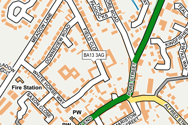 BA13 3AG map - OS OpenMap – Local (Ordnance Survey)