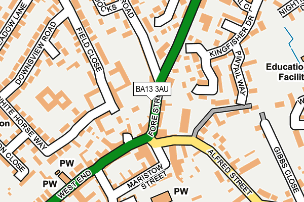 BA13 3AU map - OS OpenMap – Local (Ordnance Survey)