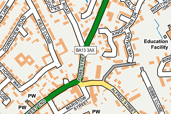 BA13 3AX map - OS OpenMap – Local (Ordnance Survey)