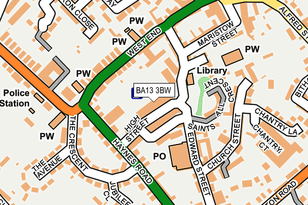 BA13 3BW map - OS OpenMap – Local (Ordnance Survey)