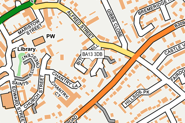 BA13 3DB map - OS OpenMap – Local (Ordnance Survey)