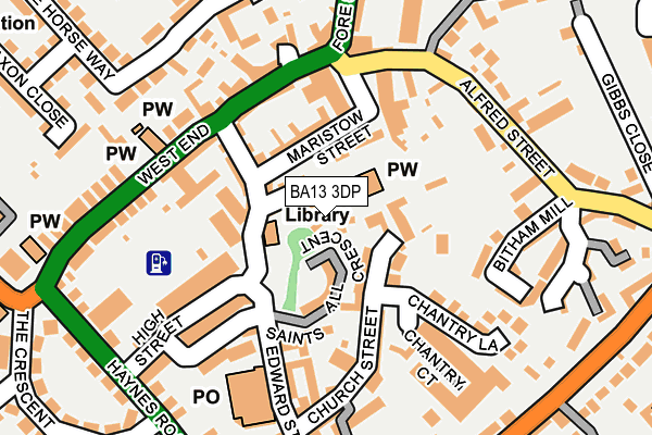 BA13 3DP map - OS OpenMap – Local (Ordnance Survey)
