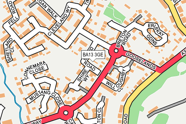 BA13 3GE map - OS OpenMap – Local (Ordnance Survey)