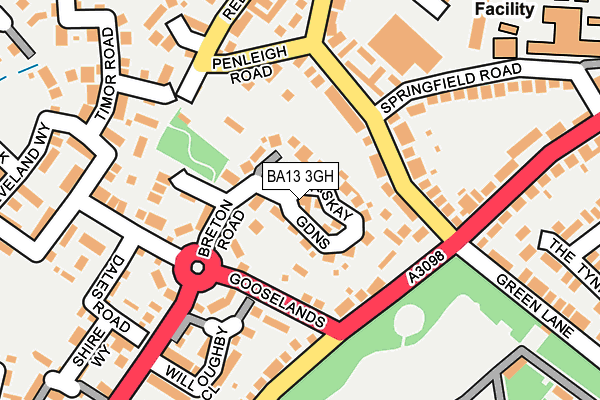 BA13 3GH map - OS OpenMap – Local (Ordnance Survey)