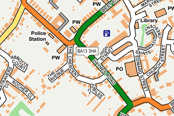 BA13 3HA map - OS OpenMap – Local (Ordnance Survey)