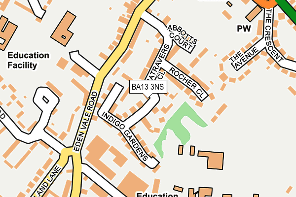 BA13 3NS map - OS OpenMap – Local (Ordnance Survey)