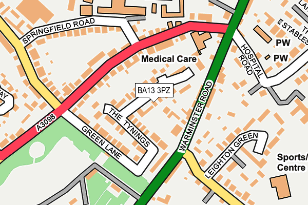 BA13 3PZ map - OS OpenMap – Local (Ordnance Survey)