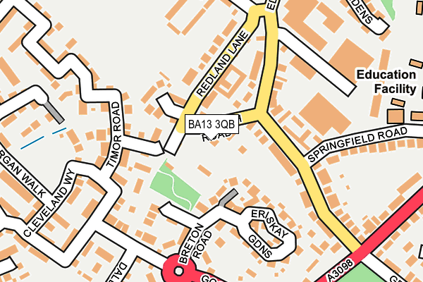 BA13 3QB map - OS OpenMap – Local (Ordnance Survey)