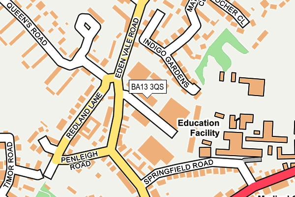 BA13 3QS map - OS OpenMap – Local (Ordnance Survey)