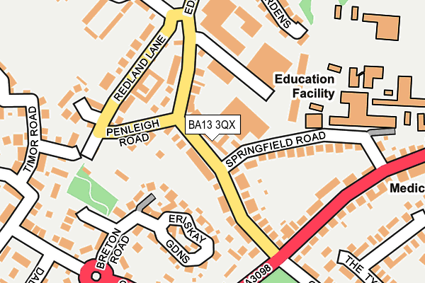 BA13 3QX map - OS OpenMap – Local (Ordnance Survey)