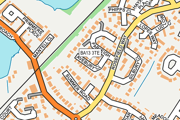 BA13 3TE map - OS OpenMap – Local (Ordnance Survey)
