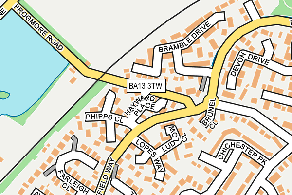 BA13 3TW map - OS OpenMap – Local (Ordnance Survey)
