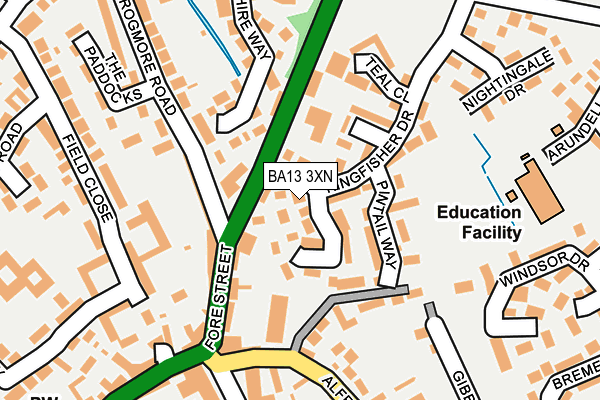 BA13 3XN map - OS OpenMap – Local (Ordnance Survey)