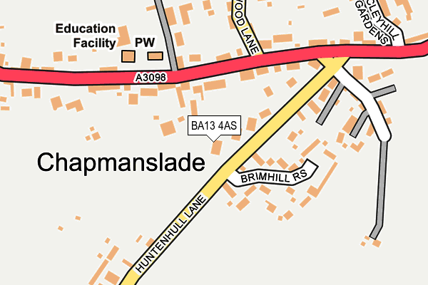 BA13 4AS map - OS OpenMap – Local (Ordnance Survey)