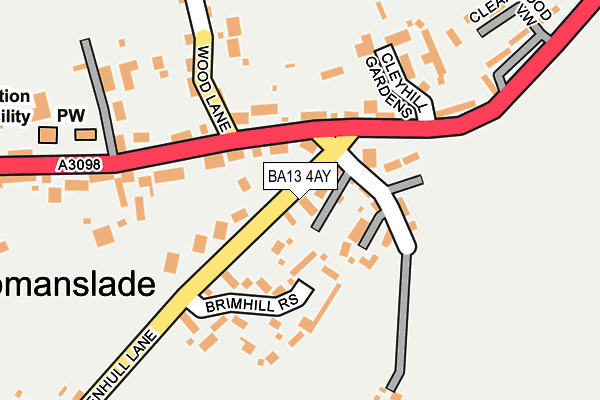 BA13 4AY map - OS OpenMap – Local (Ordnance Survey)