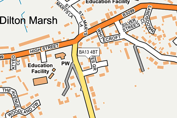 BA13 4BT map - OS OpenMap – Local (Ordnance Survey)