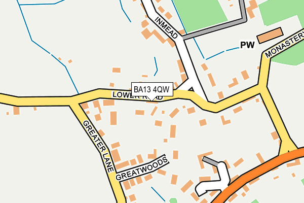 BA13 4QW map - OS OpenMap – Local (Ordnance Survey)