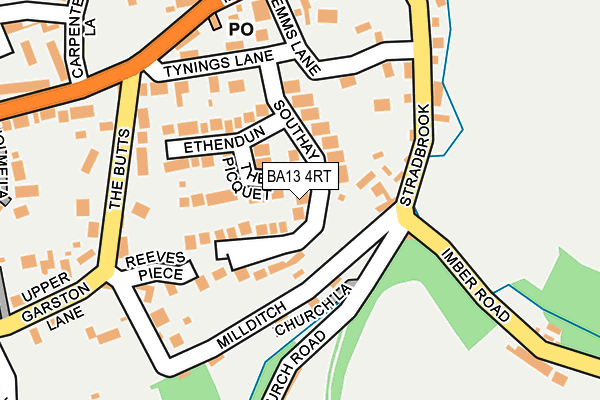 BA13 4RT map - OS OpenMap – Local (Ordnance Survey)