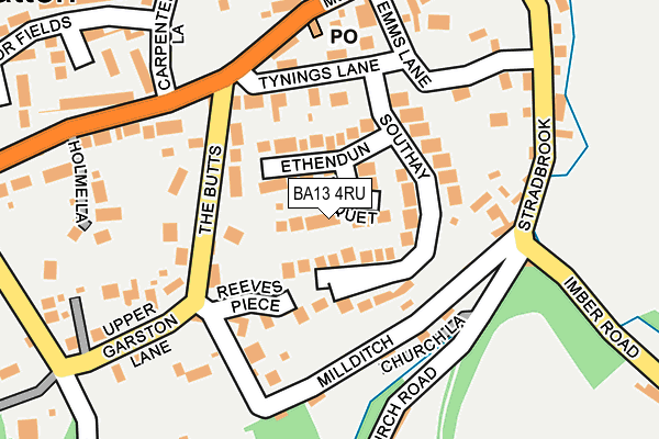 BA13 4RU map - OS OpenMap – Local (Ordnance Survey)