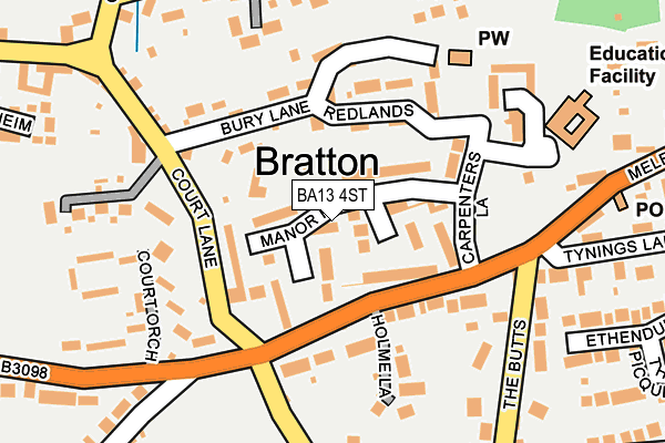 BA13 4ST map - OS OpenMap – Local (Ordnance Survey)