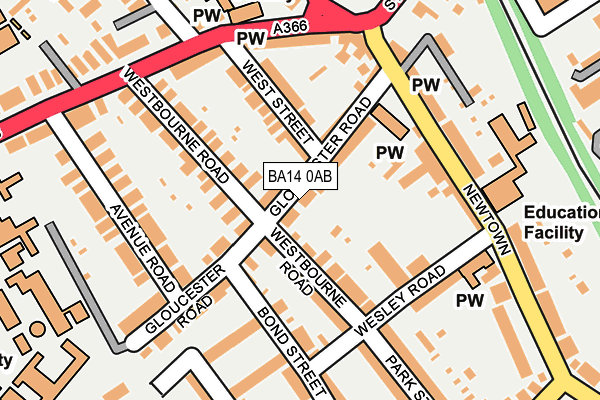 BA14 0AB map - OS OpenMap – Local (Ordnance Survey)