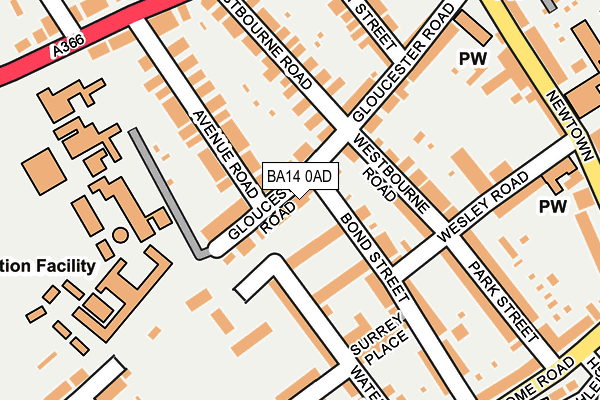 BA14 0AD map - OS OpenMap – Local (Ordnance Survey)