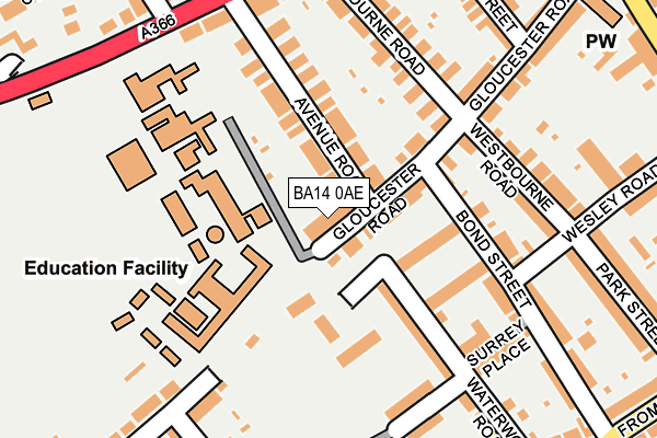 BA14 0AE map - OS OpenMap – Local (Ordnance Survey)