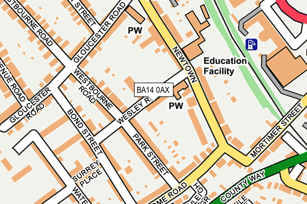 BA14 0AX map - OS OpenMap – Local (Ordnance Survey)
