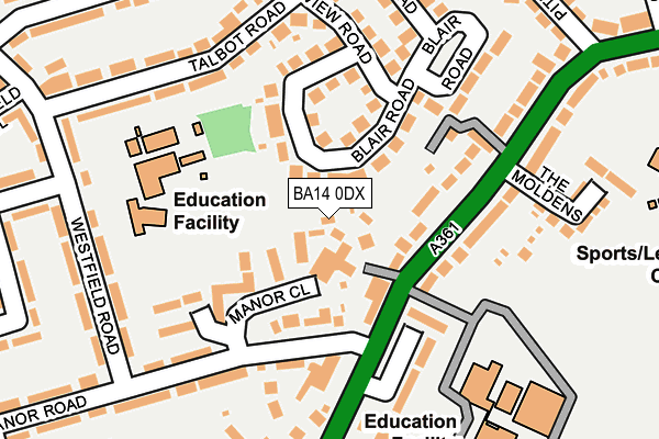 BA14 0DX map - OS OpenMap – Local (Ordnance Survey)