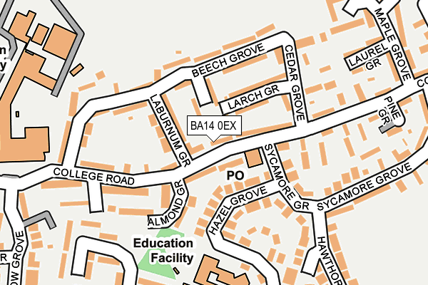 BA14 0EX map - OS OpenMap – Local (Ordnance Survey)