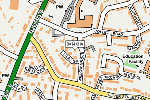 BA14 0HA map - OS OpenMap – Local (Ordnance Survey)