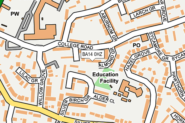 BA14 0HZ map - OS OpenMap – Local (Ordnance Survey)