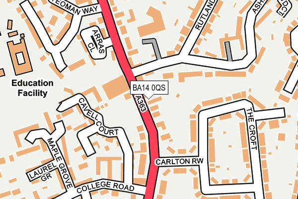 BA14 0QS map - OS OpenMap – Local (Ordnance Survey)