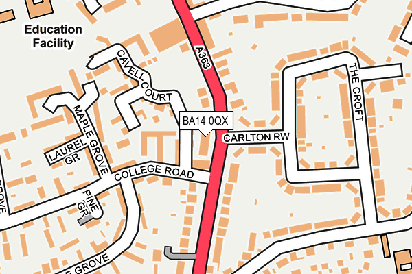 BA14 0QX map - OS OpenMap – Local (Ordnance Survey)