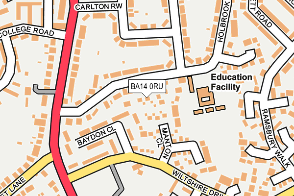 BA14 0RU map - OS OpenMap – Local (Ordnance Survey)