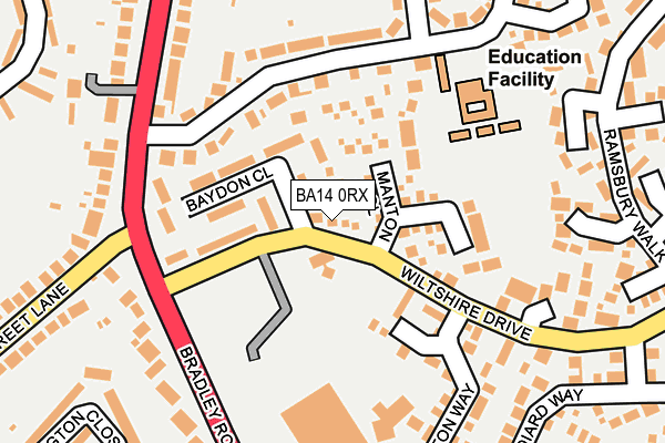 BA14 0RX map - OS OpenMap – Local (Ordnance Survey)